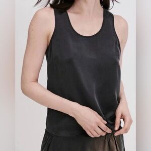 Lunya Washable Silk Tulip Back Tank Top Washed Black Size Small